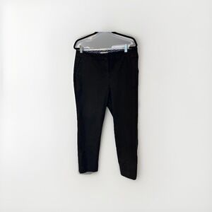 Boden Black Ankle Pants Women's Size UK 14 US 10 Flat Front Cotton Blend
